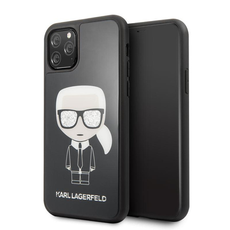 Karl Lagerfeld Double Layer Glitter Iconic - Coque pour iPhone 11 Pro (noir)