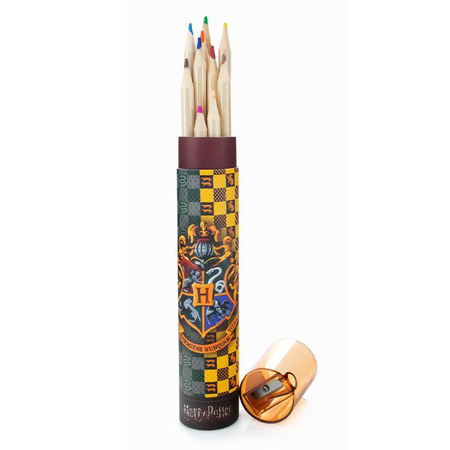 Harry Potter - Set de crayons de couleur en tube 12 pcs. avec taille-crayon (Poudlard)