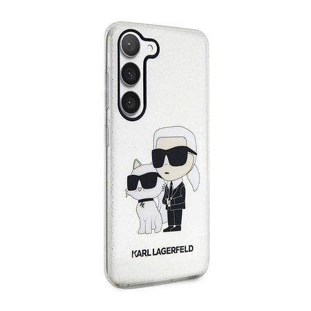 Karl Lagerfeld IML Glitter NFT Karl & Choupette - pouzdro pro Samsung Galaxy S23+ (průhledné)