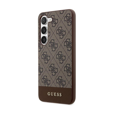 Guess 4G Bottom Stripe Metal Logo Collection - Étui pour Samsung Galaxy S24 (marron)