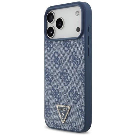 Guess Leather 4G Triangle Strass MagSafe - Pouzdro iPhone 17 Pro Max (Modrá)