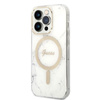 Guess Bundle Pack MagSafe IML Marble - Étui MagSafe pour iPhone 14 Pro Max + chargeur (blanc/or)