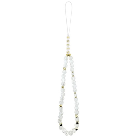 Guess IML Flowers Electro Pearl Strap MagSafe - Pouzdro iPhone 17 Pro Max (bílý)