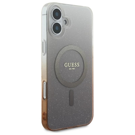Guess IML Glitter Gradient MagSafe - Pouzdro pro iPhone 16 (Hnědé)