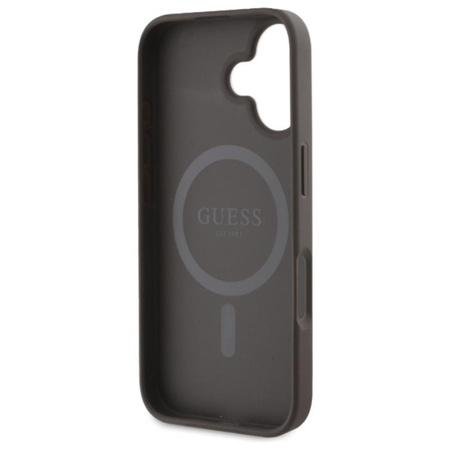 Guess Peony Script MagSafe – Pouzdro pro iPhone 16 (hnědé)