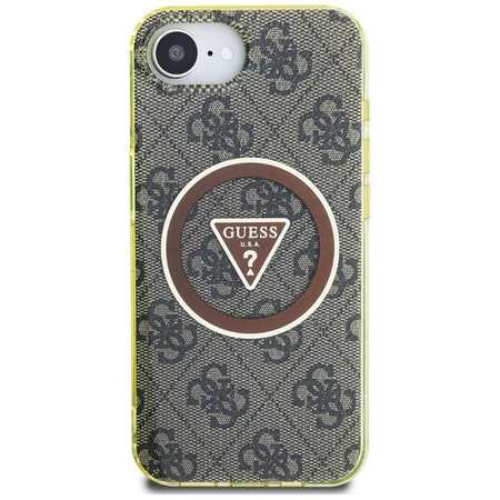 Guess IML Metal Glitter 4G Circle Triangle MagSafe - Case for iPhone 16e (brown)