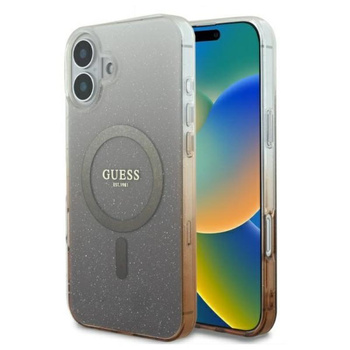 Guess IML Glitter Gradient MagSafe - pouzdro pro iPhone 16 (hnědé)