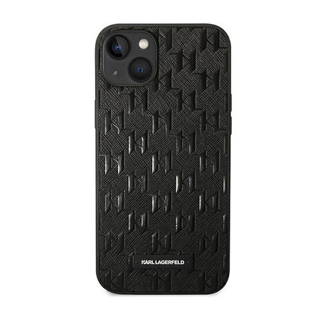 Karl Lagerfeld Saffiano Mono Metall Logo - Hülle für iPhone 14 Plus (Schwarz)