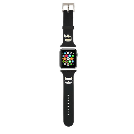 Karl Lagerfeld Silicone Karl & Choupette Heads - Bracelet pour Apple Watch 38/40/41 mm (noir)