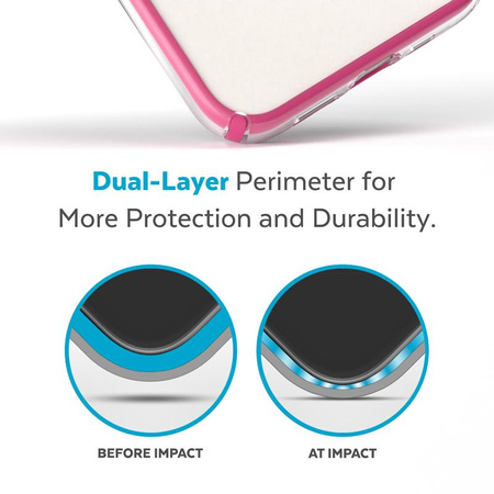 Speck Presidio Perfect-Clear mit Impact Geometry + MagSafe - iPhone 14 / iPhone 13 Hülle mit MICROBAN Beschichtung (Klar / Digital Pink)