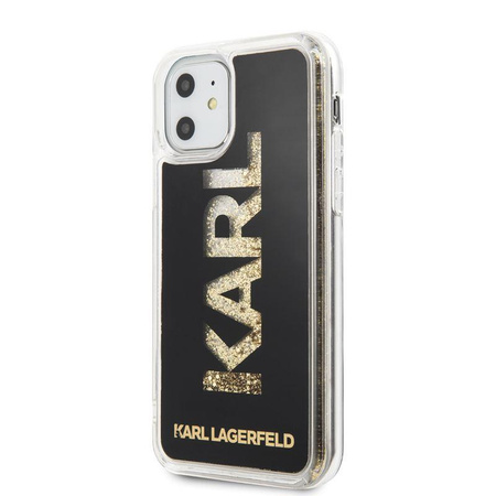 Karl Lagerfeld Logo Karl Liquid Glitter - iPhone 11 Case (Black/Gold Glitter)