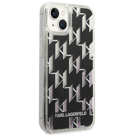 Karl Lagerfeld Monogram Liquid Glitter - pouzdro pro iPhone 14 Plus (černé)