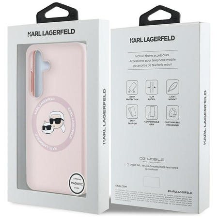 Karl Lagerfeld Silicone Double Heads And Circle MagSafe - Étui Samsung Galaxy S25+ (rose)