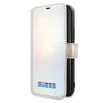 Guess Iridescent Booktype - iPhone 11 Tasche (Silber)