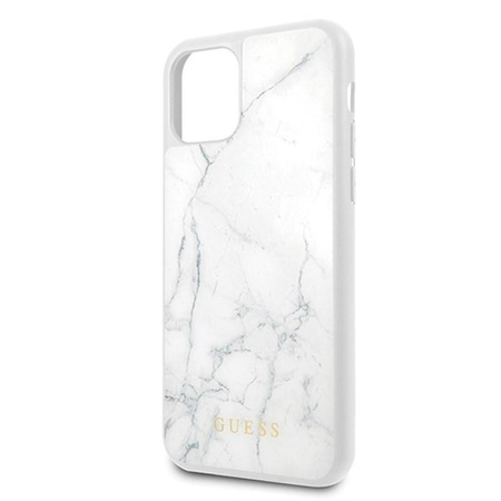 Guess Márvány edzett üveg keménytok - iPhone 11 Pro tok (fehér)