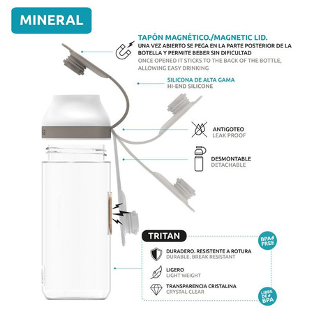 Quokka Mineral - Water bottle with magnetic closure 670 ml (Claret)