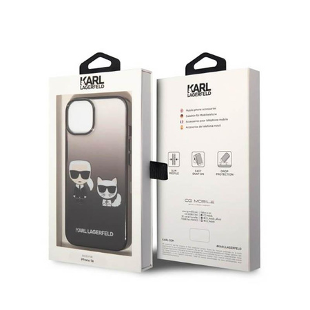 Karl Lagerfeld Gradient Ikonik Karl & Choupette - Coque iPhone 14 (noir)