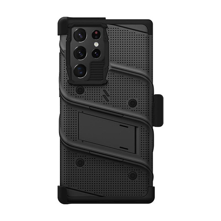 ZIZO BOLT Series - Armored case for Samsung Galaxy S22 Ultra with 9H glass for screen + holder with stand (black)