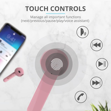 Trust Primo Touch - bezdrátová sluchátka Bluetooth (růžová)