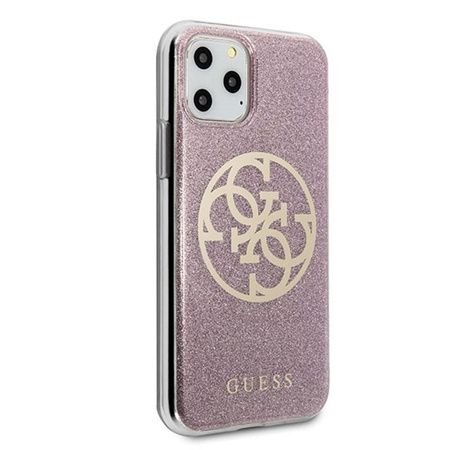 Pouzdro Guess Circle Glitter 4G - iPhone 11 Pro Max (růžové)