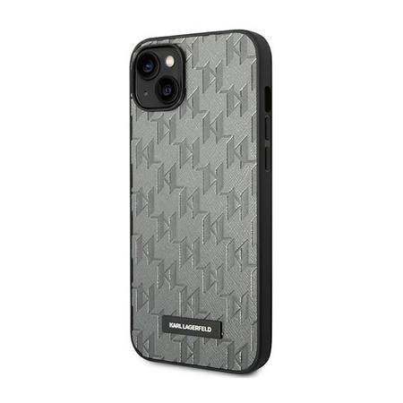 Karl Lagerfeld Saffiano Mono Metal Logo - iPhone 14 Plus Case (grey)