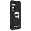 Karl Lagerfeld Leather Monogram Pin Logo Karl Head - Case for Samsung Galaxy S25+ (Black)