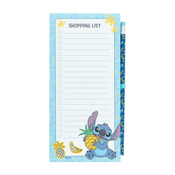 Disney Stitch - Magnetický blok / nákupní seznam na ledničku + tužka z kolekce Tropical (10 x 21 cm)