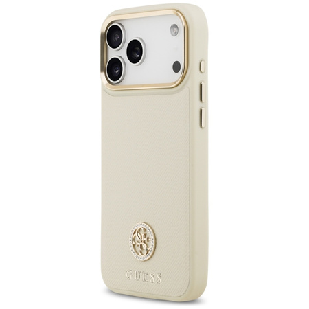 Guess Grained Strass Logo MagSafe - Hülle iPhone 17 Pro Max (beige)