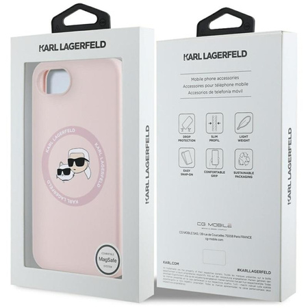 Karl Lagerfeld szilikon Karl & Choupette Heads MagSafe - tok iPhone 16e készülékhez (rózsaszín)