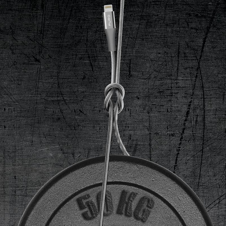 PURO Fabric K2 - Câble USB-A/Lightning MFi tressé ultra-résistant 1,2 m (gris spatial)