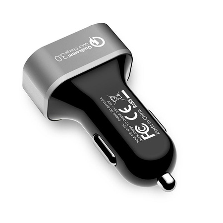 Chargeur de voiture Crong Power 30W - Chargeur de voiture USB QuickCharge 3.0 + USB 2.4A (aluminium)