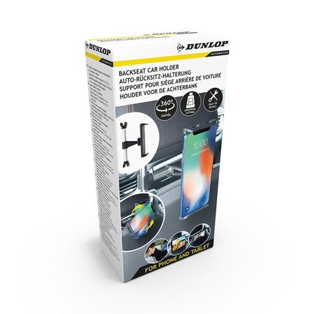 Dunlop - Držák na opěrku hlavy do auta pro smartphone / tablet 12-21 cm