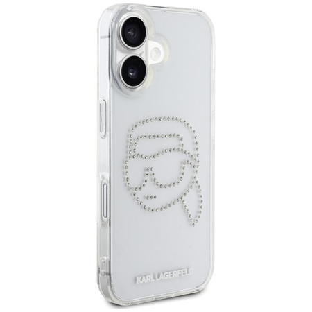 Karl Lagerfeld IML strasszos Karl Head - tok iPhone 16-hoz (átlátszó)