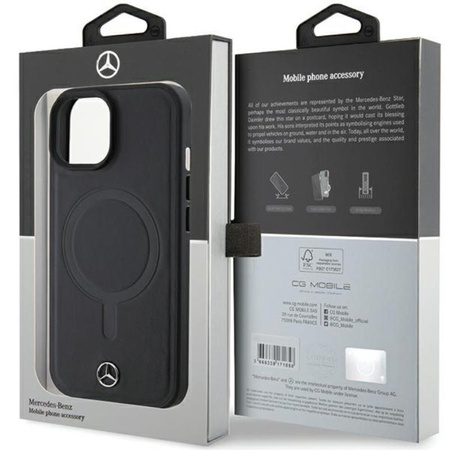 Mercedes Sima bőr MagSafe - iPhone 15 tok (fekete)