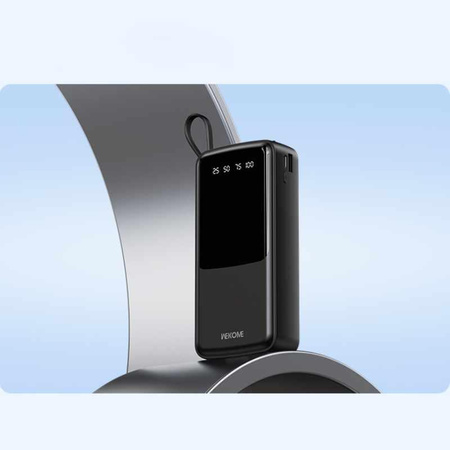 WEKOME WP-10 Pop Digital Series - Power banka 20000 mAh s integrovaným kabelem USB-C / Lightning / Micro USB / USB-A (černá)