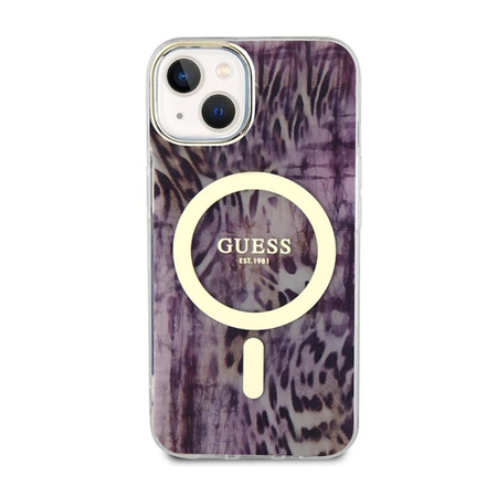 Guess Leopard MagSafe - iPhone 14 Tasche (Rosa)