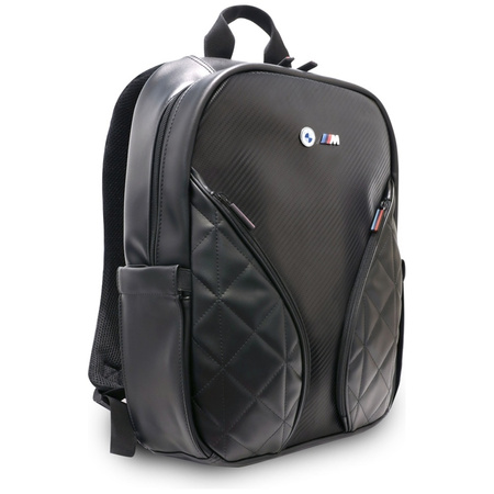 BMW Carbon Pockets & Metal Logo - 16" Notebook Backpack (Black)