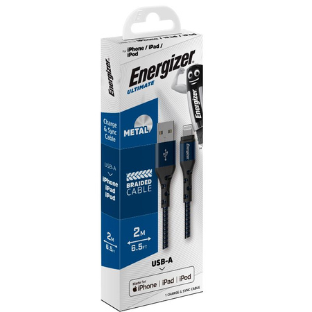Energizer Ultimate - USB-A zu Lightning Anschlusskabel MFi zertifiziert 2m (Blau)