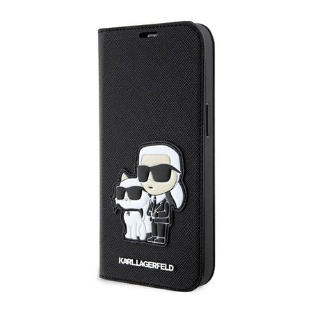 Karl Lagerfeld Booktype NFT Saffiano Karl & Choupette - iPhone 14 Pro Max tok (fekete)