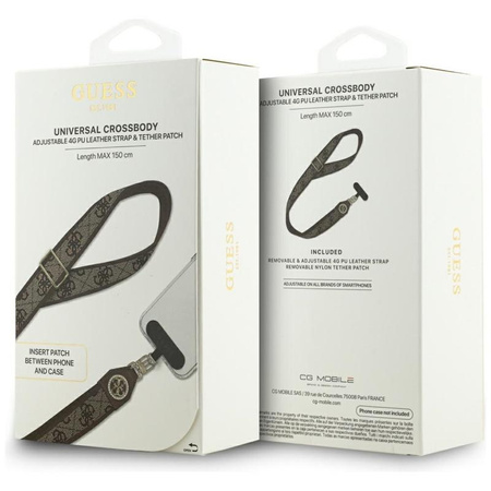 Guess Universal Crossbody Strap 4G Tether Patch Strass Metal Logo - Universeller Handyriemen / Lanyard (braun)