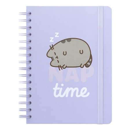 NOTATNIK A5 W KROPKI KOT PUSHEEN DLA DZIECI ZESZYT Z GUMKĄ NA SPIRALI