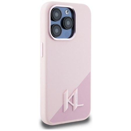 Karl Lagerfeld Silicone Shadow Metal Initial MagSafe - Case for iPhone 15 Pro (pink)
