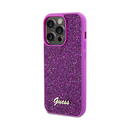 Guess Disco Metal Script - iPhone 14 Pro tok (fukszia)