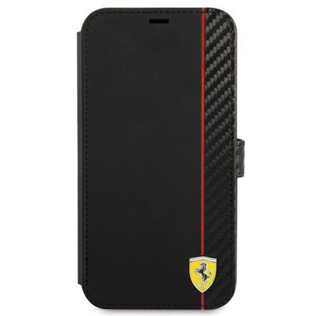 Ferrari Booktype On Track Carbon Stripe - iPhone 13 Hülle (schwarz)