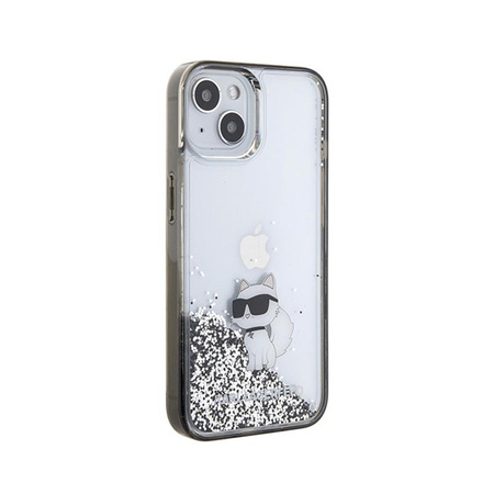 Karl Lagerfeld Liquid Glitter Choupette - iPhone 15 Tasche (Transparent)