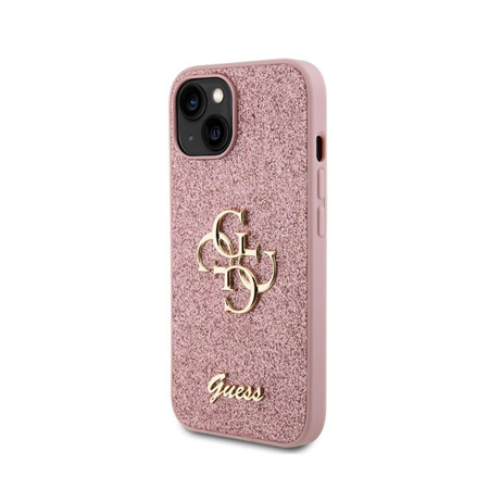 Guess Glitter Script Big 4G - iPhone 15 tok (rózsaszín)