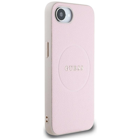 Guess Grained Ring MagSafe - tok iPhone 16e készülékhez (rózsaszín)