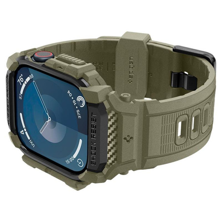 Spigen Rugged Armor Pro - Armband mit Gehäuse für Apple Watch 10 46 mm (Vintage Khaki)
