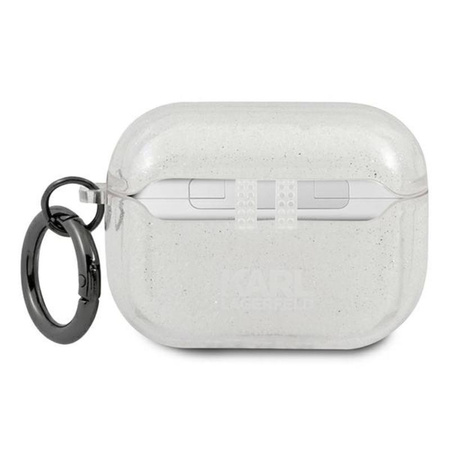 Karl Lagerfeld Choupette Head Glitter - pouzdro na Airpods Pro (stříbrné)