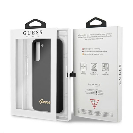 Guess Silikon Script Metall Logo - Samsung Galaxy S21+ Tasche (schwarz)